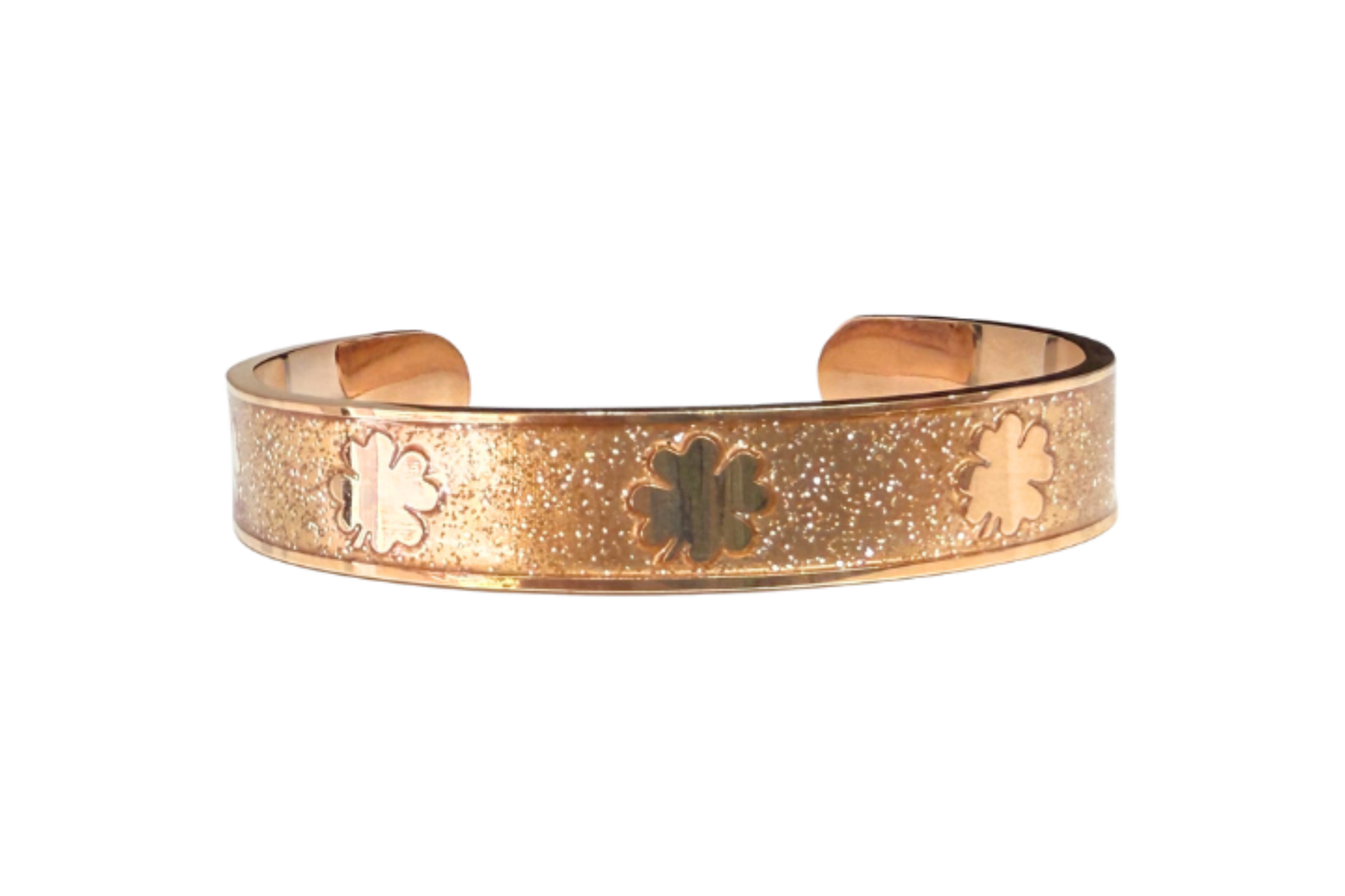 Pulsera Spring Trebol 4 Hojas Rosado/Brillos