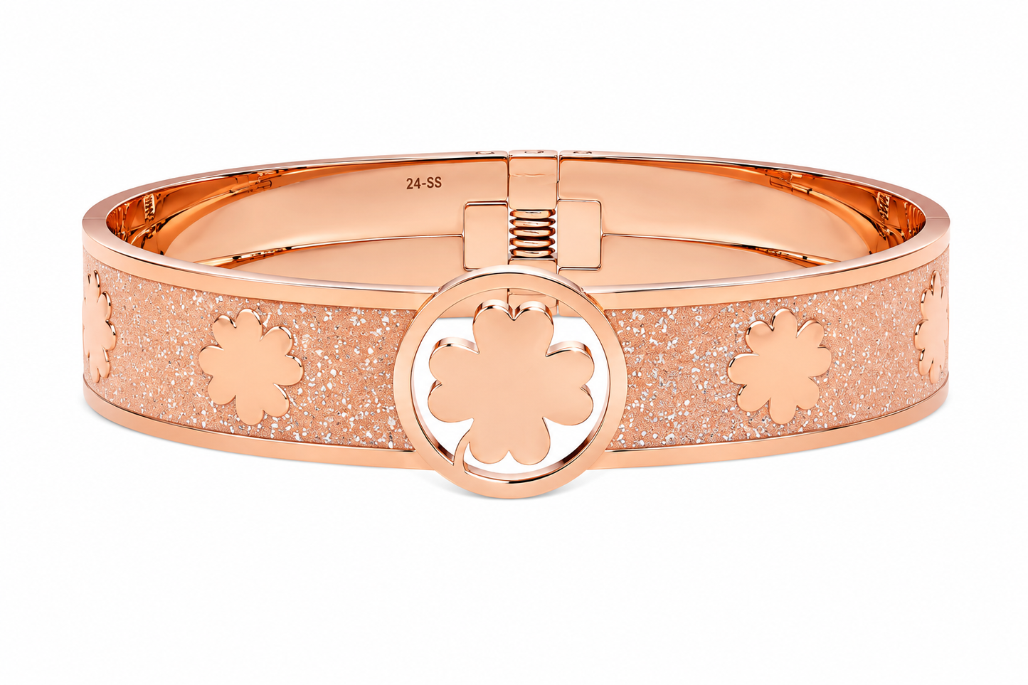 Spring Bracelet Four Leaf Clover Pink/Sparkles