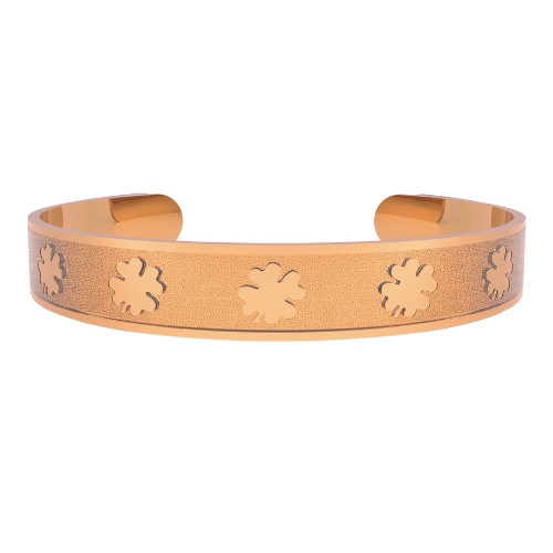 Pulsera Spring Trebol 4 Hojas Rosado/Brillos