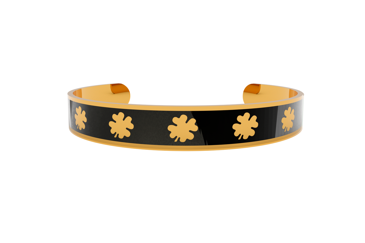 Pulsera Clasica Trebol 4 Hojas Dorado/Negro