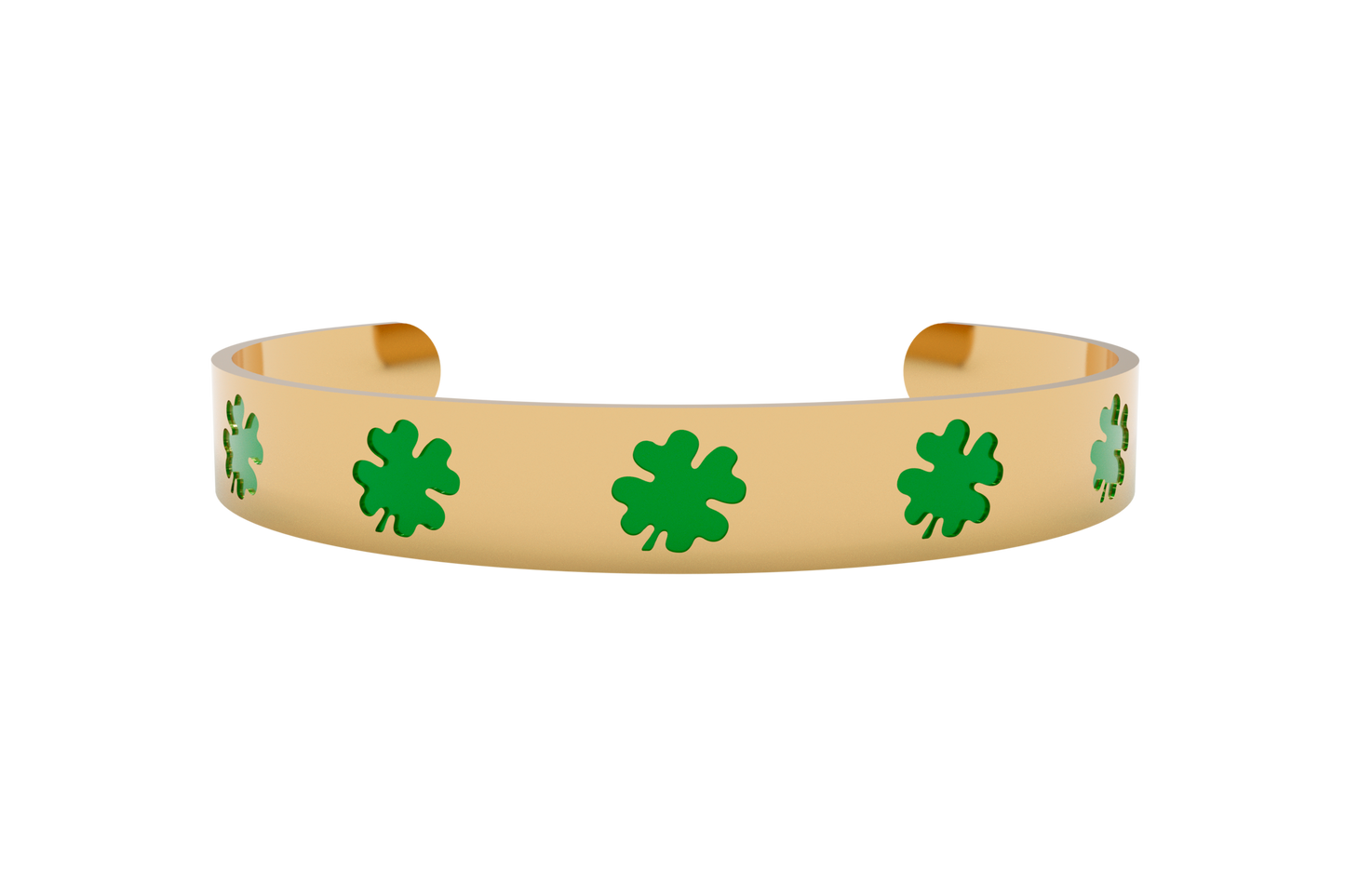 Pulsera Serie IITrebol 4 Hojas Acero Dorado/Verde