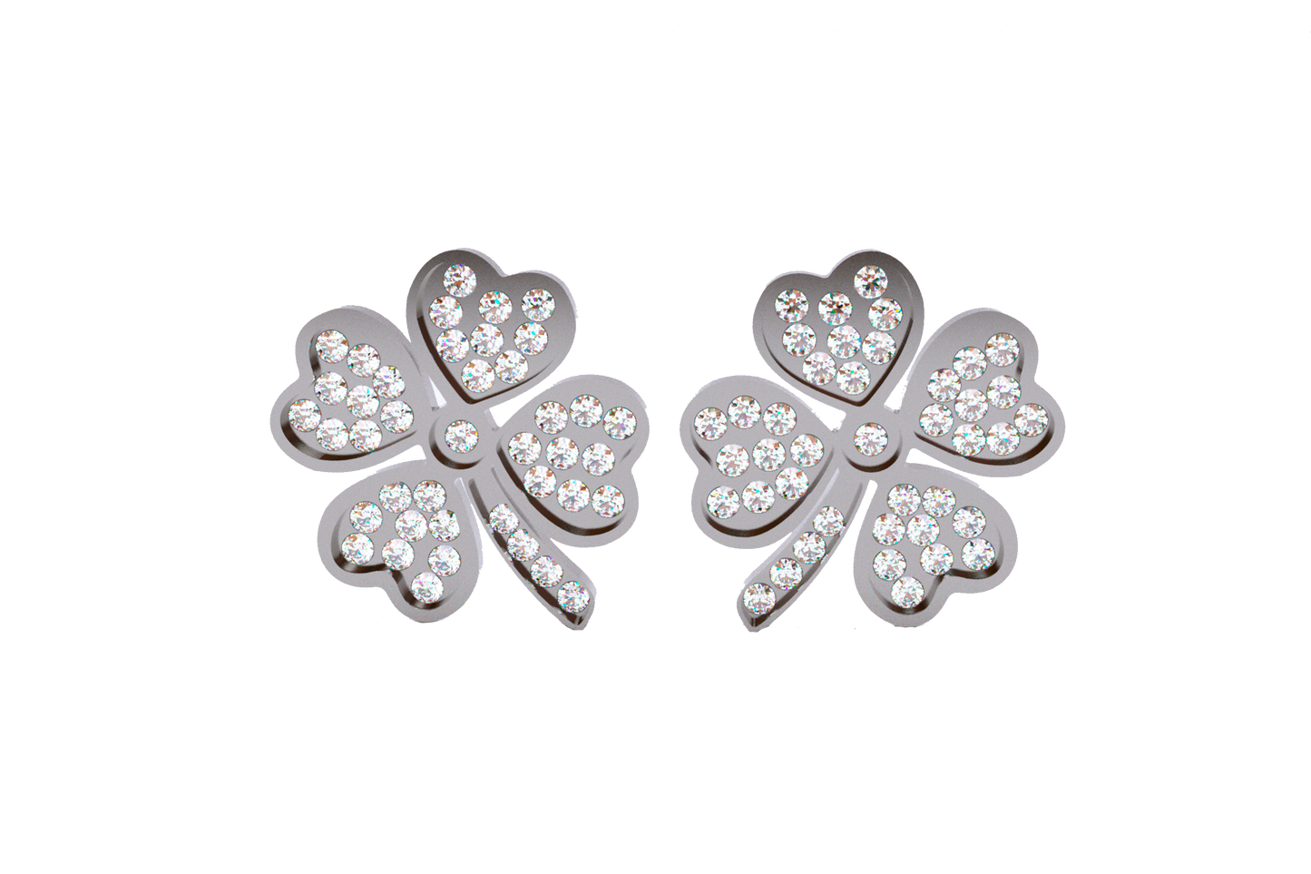 Aretes Zirconia Trebol 4 Hojas Acero IP