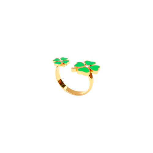 Anillo Clasico Trebol 4 hojas Dorado/Verde