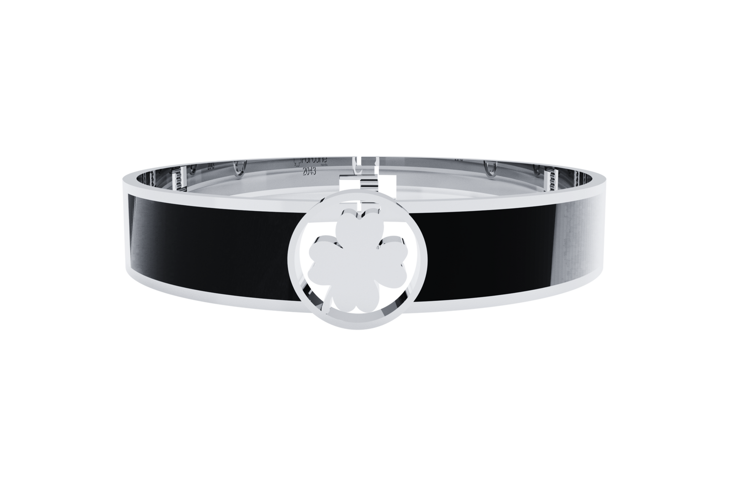 Pulsera Spring Trebol 4 Hojas Acero/Negro