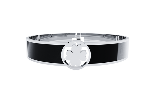 Pulsera Spring Trebol 4 Hojas Acero/Negro