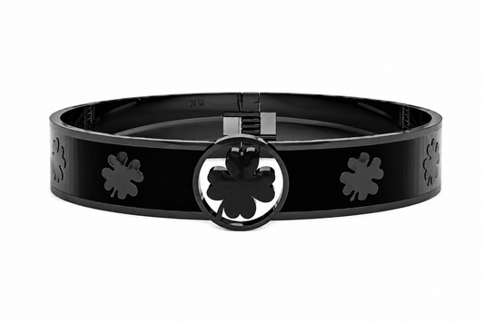 Pulsera spring treboles acero negro esmalte negro