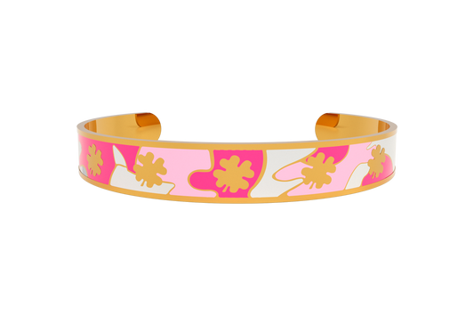 Pulsera Camuflaje Trebol 4 Hojas Negro/Blanco/Rosa