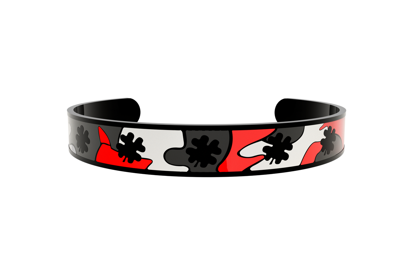 Pulsera Camuflaje Trebol 4 Hojas Negro/Rojo/Blanco