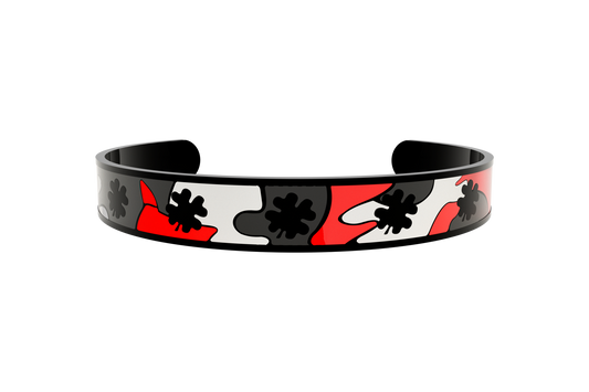 Pulsera Camuflaje Trebol 4 Hojas Negro/Rojo/Blanco