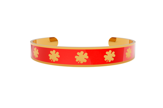 Pulsera Clasica Trebol 4 Hojas Dorado/Rojo