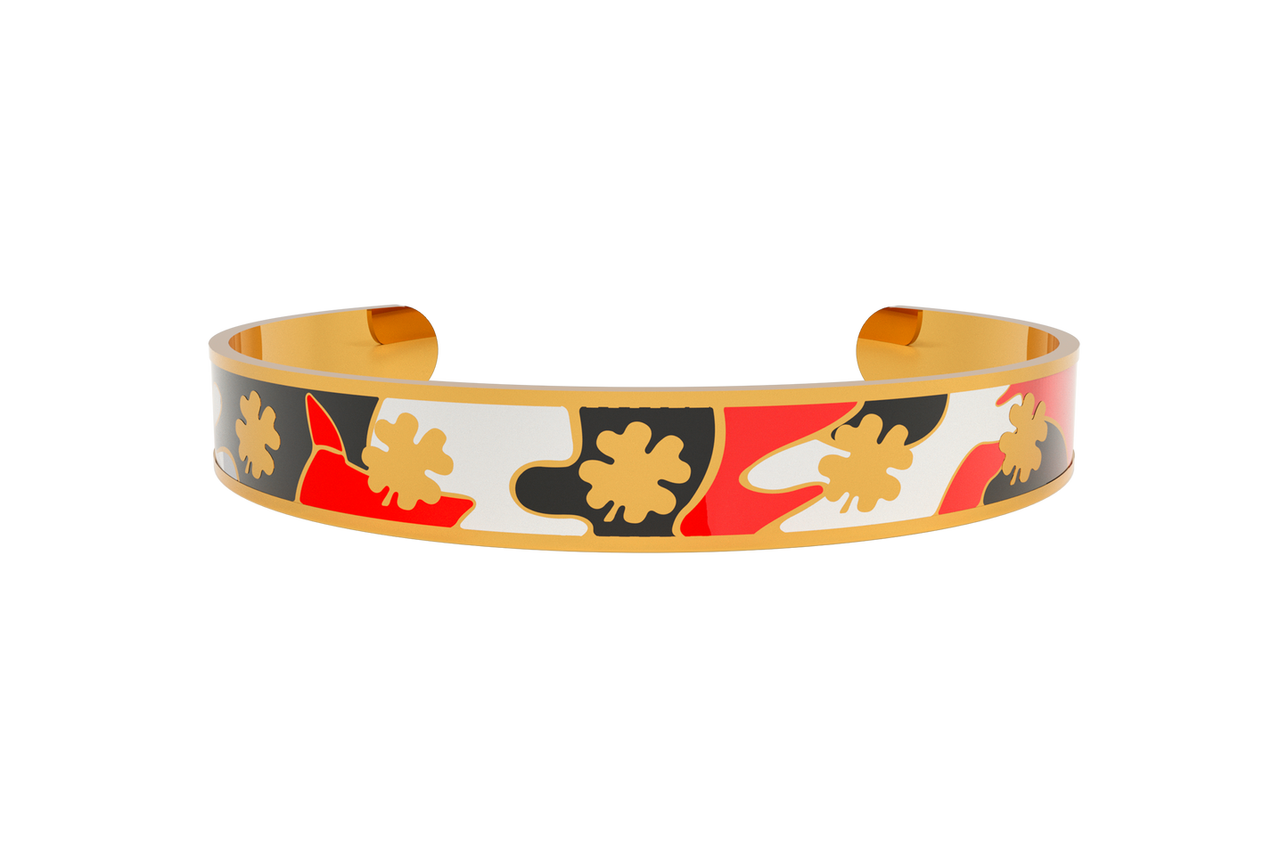 Pulsera Camuflaje Clasica Trebol 4 Hojas Dorado/Rojo/Blanco
