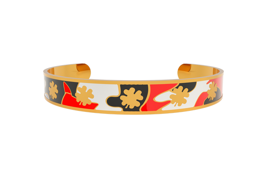Pulsera Camuflaje Clasica Trebol 4 Hojas Dorado/Rojo/Blanco