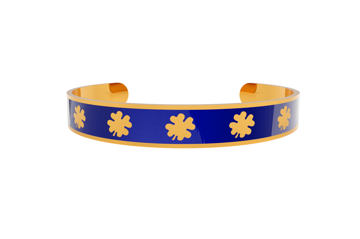 Pulsera Clasica Trebol 4 Hojas Dorado/Azul