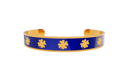 Pulsera Clasica Trebol 4 Hojas Dorado/Azul