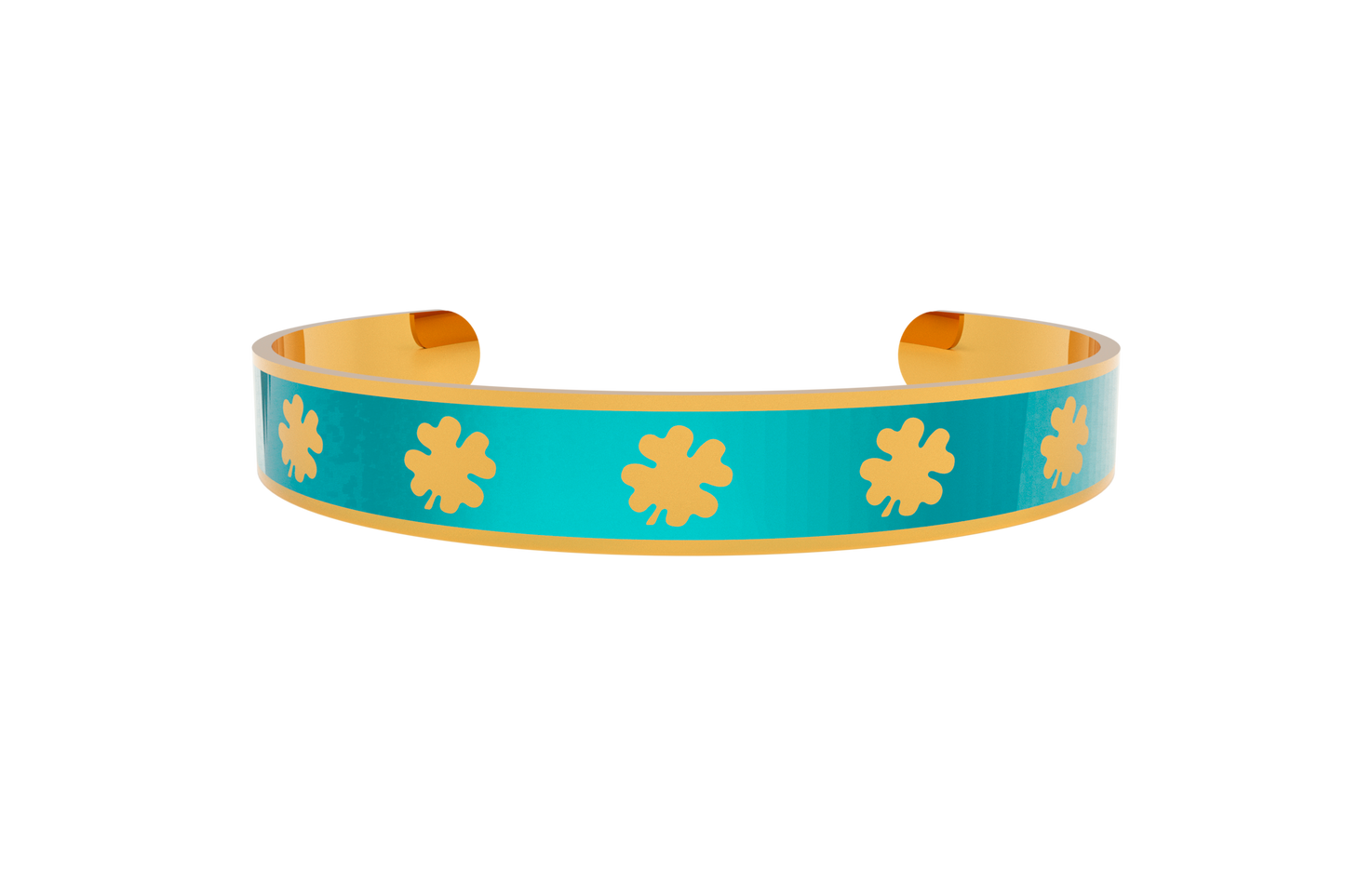 Pulsera Clasica Trebol 4 hojas Dorado/Turqueza