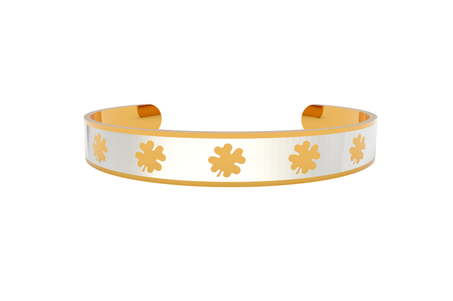 Pulsera Clasica Trebol 4 hojas Dorado/Blanco