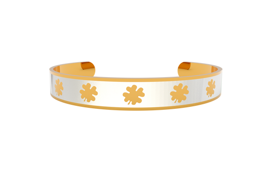 Pulsera Clasica Trebol 4 hojas Dorado/Blanco