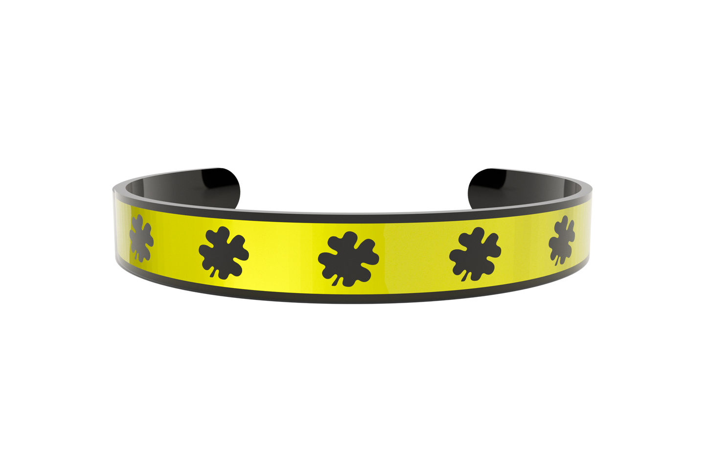 Pulsera Clasica Trebol 4 Hojas Negro/Amarillo
