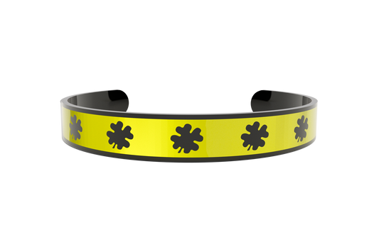 Pulsera Clasica Trebol 4 Hojas Negro/Amarillo