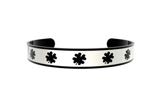 Pulsera Clasica Trebol 4 Hojas Negro/Blanco
