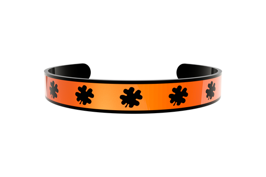 Pulsera Clasica Trebol 4 Hojas Negro/Naranja