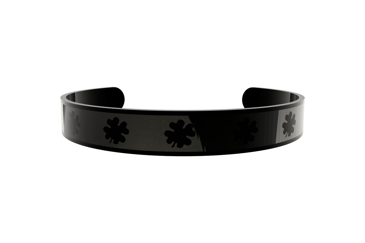 Pulsera Clasica Trebol 4 Hojas Negro/Negro