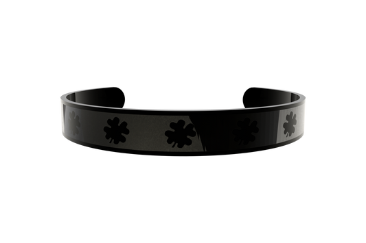 Pulsera Clasica Trebol 4 Hojas Negro/Negro