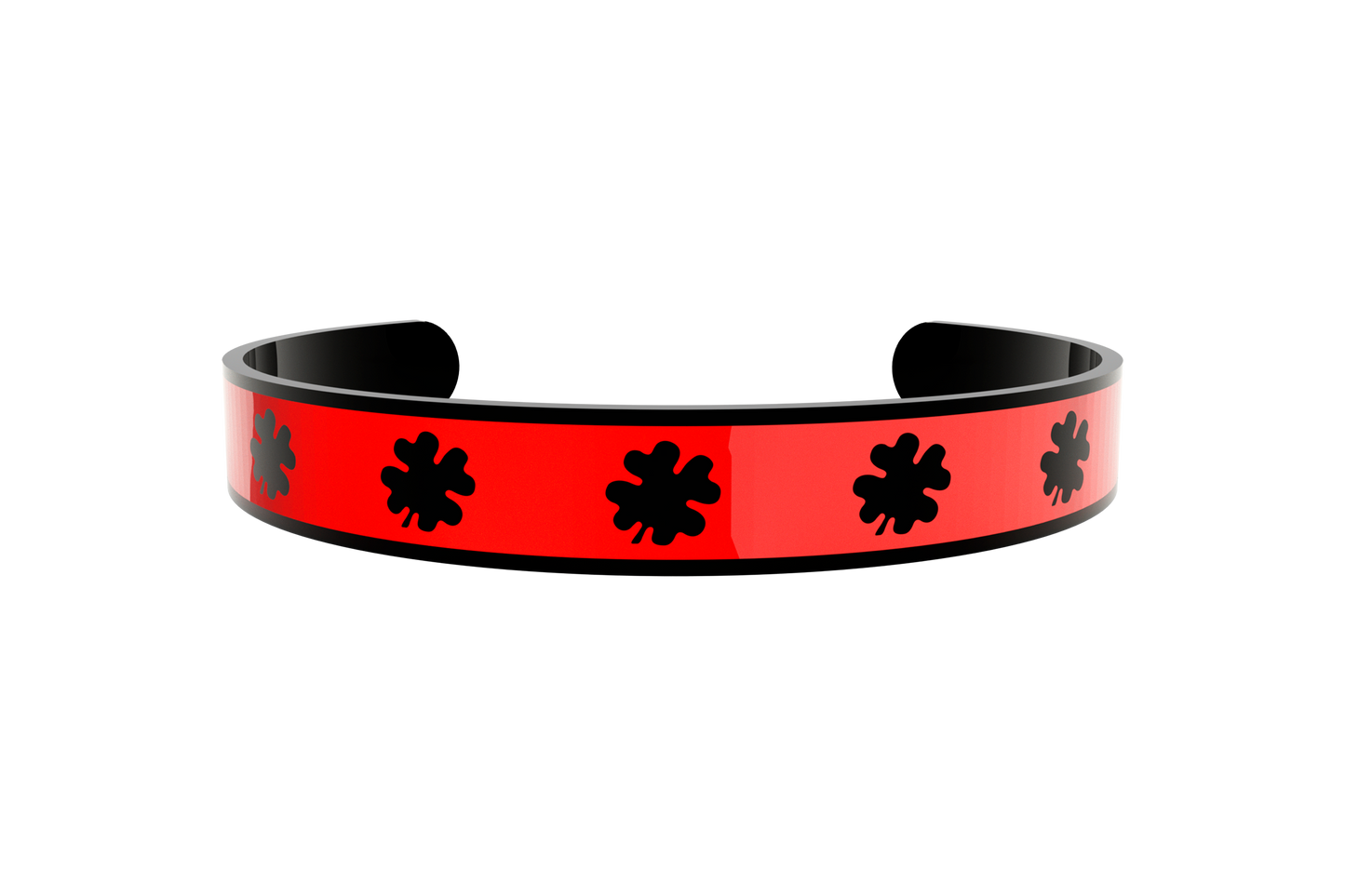 Pulsera Clasica Trebol 4 Hojas Negro/Rojo
