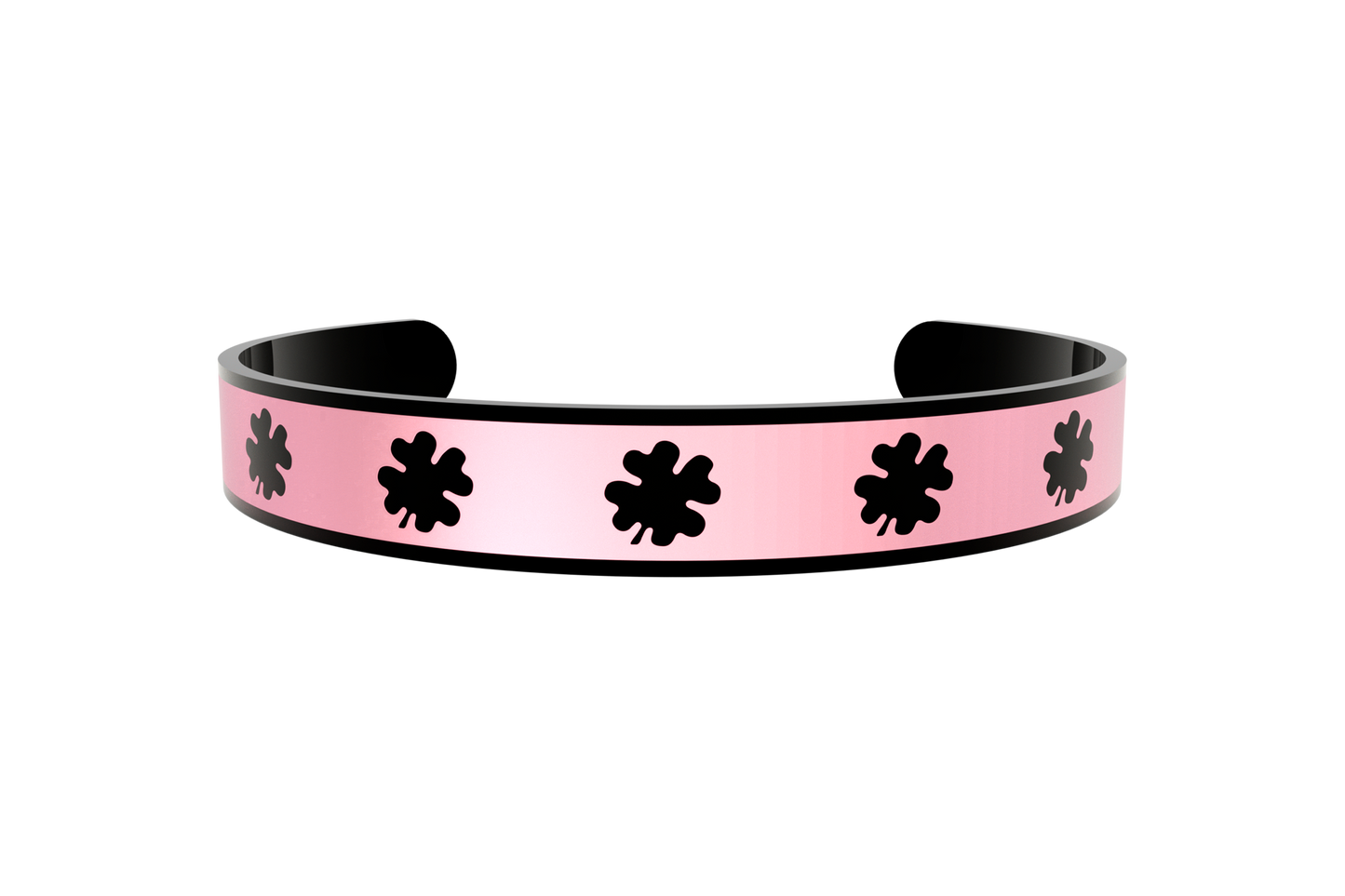 Pulsera Clasica Trebol 4 Hojas Negro/Rosa