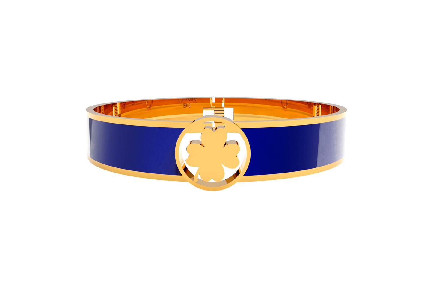 Pulsera Spring Trebol 4 Hojas Acero Dorado/Azul