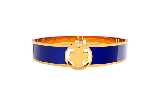 Pulsera Spring Trebol 4 Hojas Acero Dorado/Azul