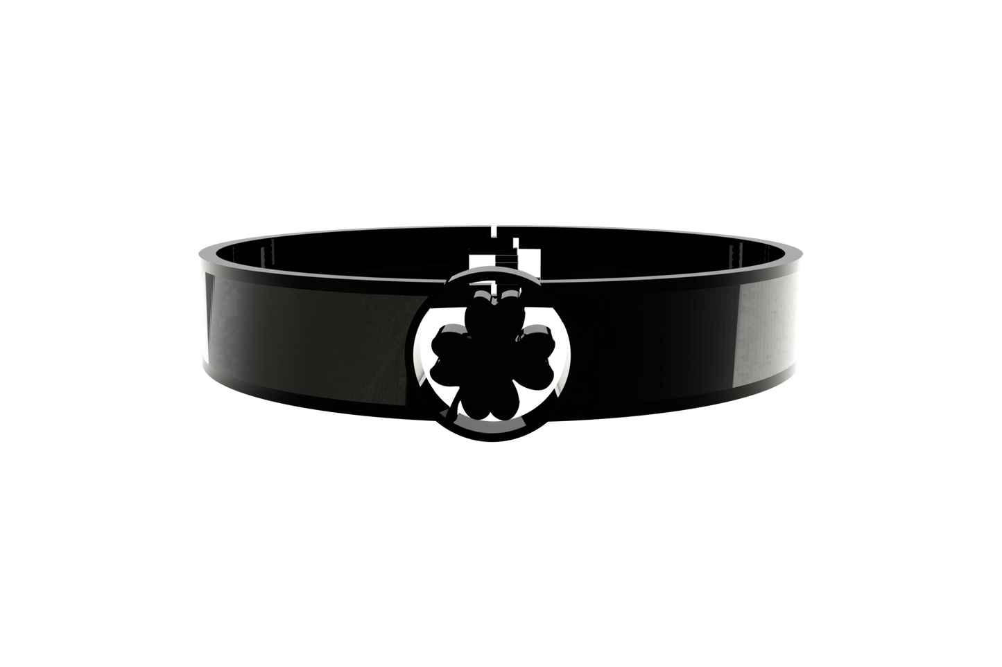 Pulsera Spring Trebol 4 Hojas Acero Negro/Negro