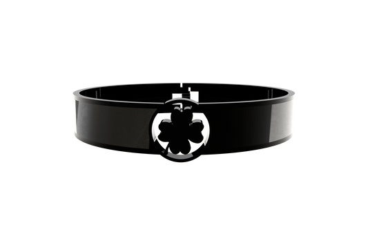 Pulsera Spring Trebol 4 Hojas Acero Negro/Negro
