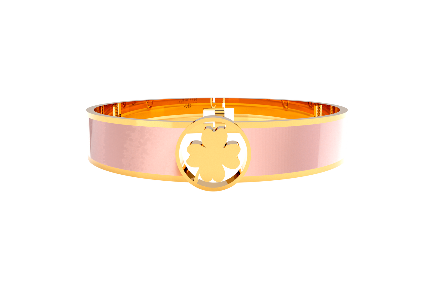 Pulsera Spring Trebol 4 Hojas Acero Dorado/Rosa