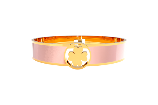 Pulsera Spring Trebol 4 Hojas Acero Dorado/Rosa