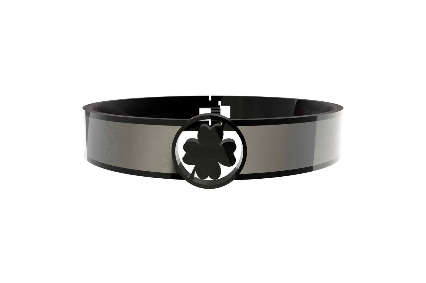Pulsera Spring Trebol 4 Hojas Negro/Gris