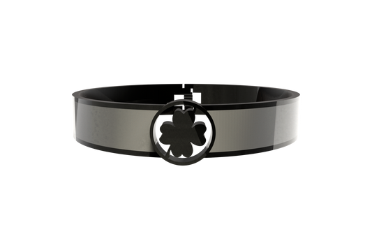 Pulsera Spring Trebol 4 Hojas Negro/Gris