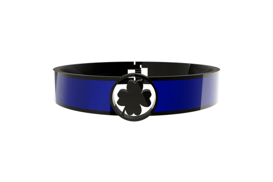 Pulsera Spring Trebol 4 Hojas Acero Negro/Azul