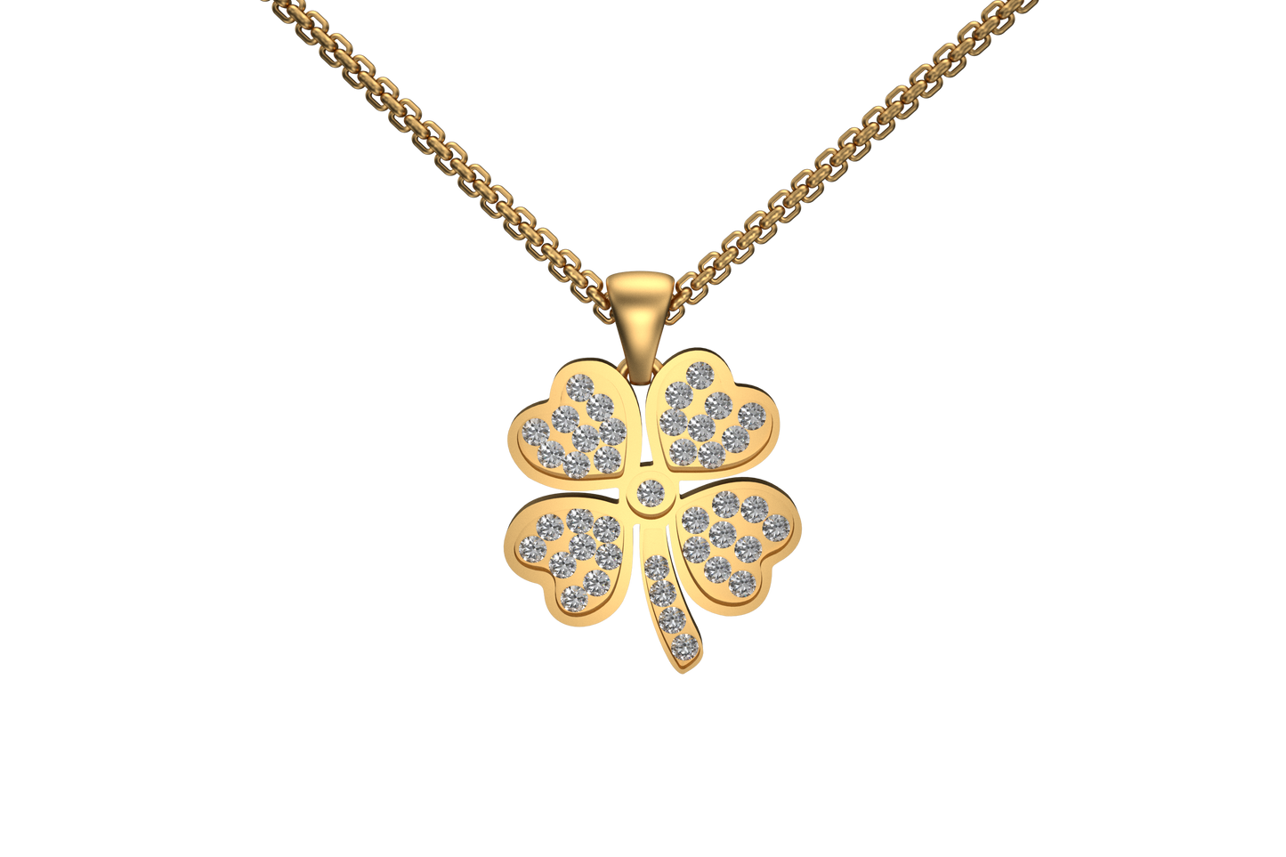 Dije Trebol 4 Hojas Dorado/Zirconia