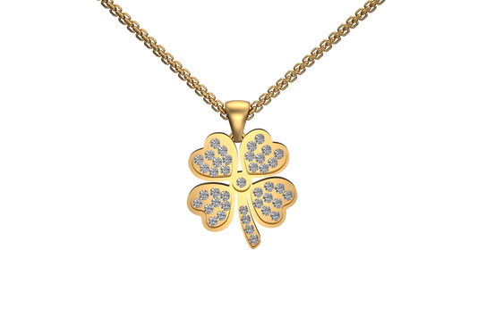 Dije Trebol 4 Hojas Dorado/Zirconia