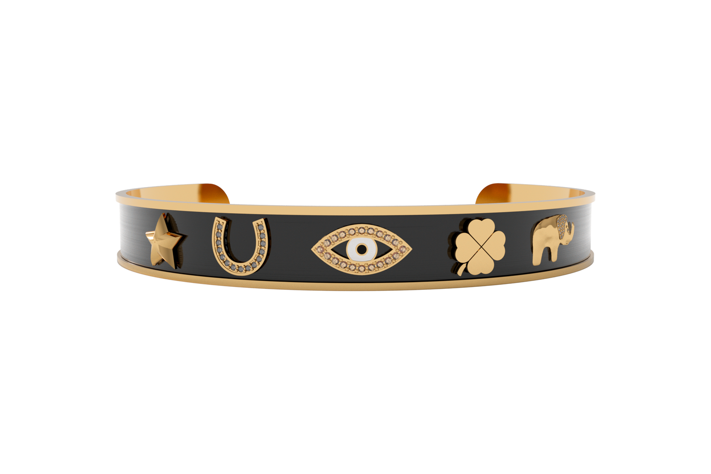 Pulsera Good Luck – Acero Dorado/Negro