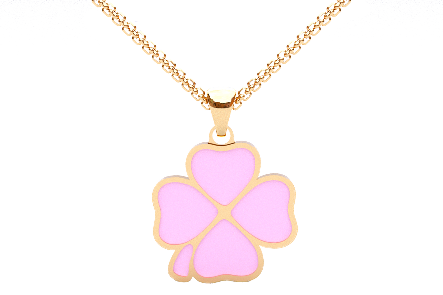 Dije Clasico Trebol 4 Hojas Dorado/Rosa