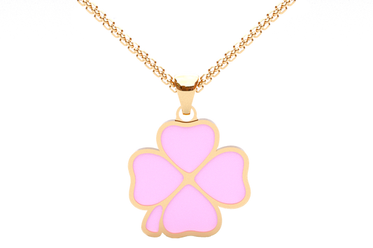 Dije Clasico Trebol 4 Hojas Dorado/Rosa