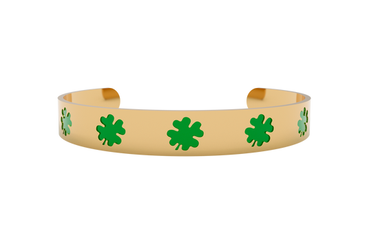 Pulsera Serie IITrebol 4 Hojas Acero Dorado/Verde