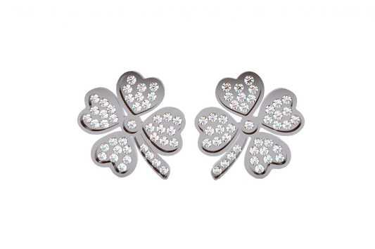 Aretes Zirconia Trebol 4 Hojas Acero IP